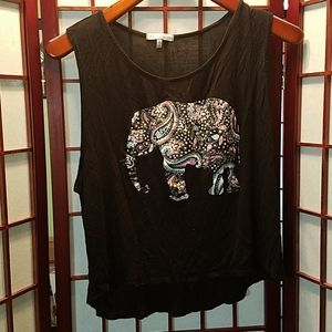 L black Charlotte Russe tank with sequined elephan
